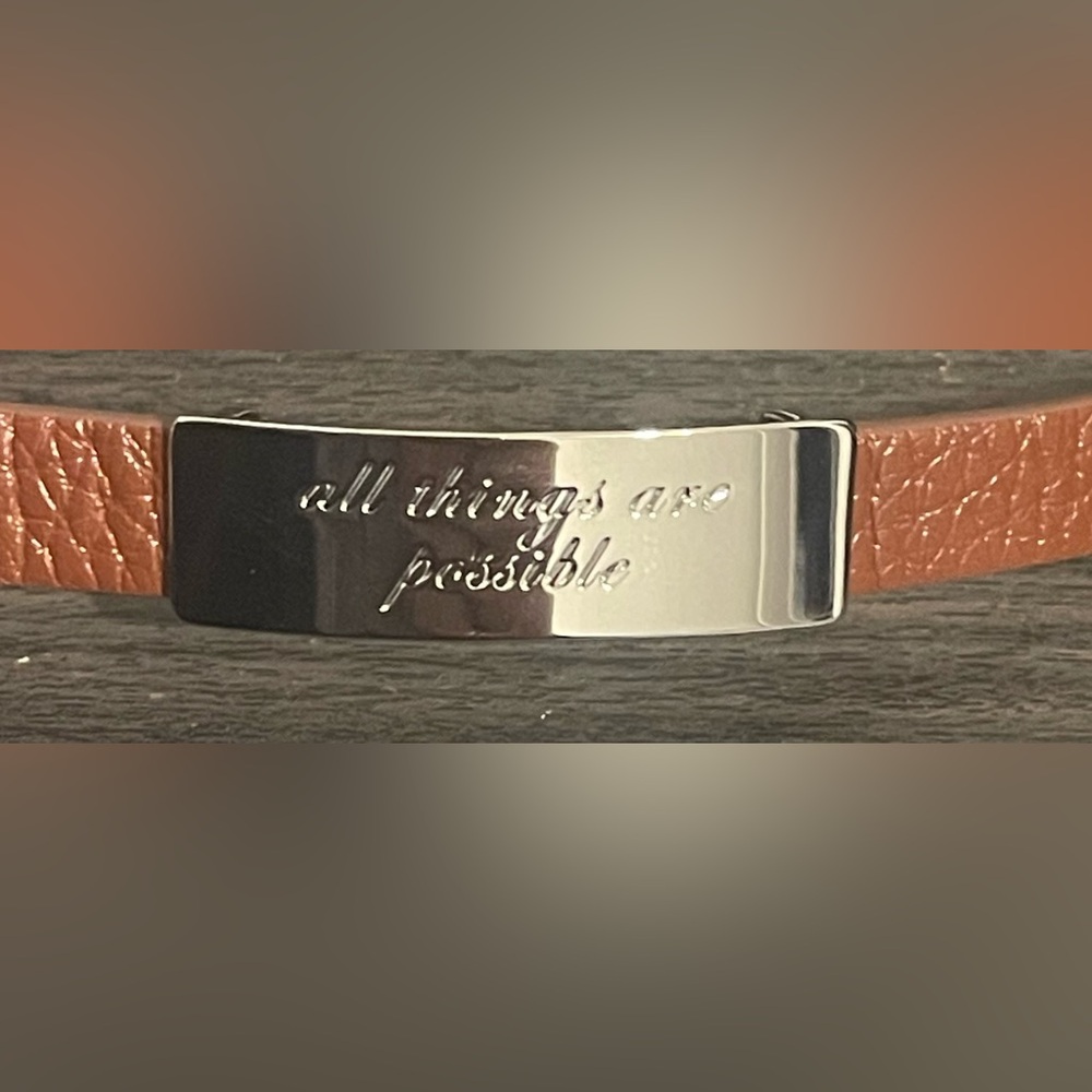 All Things Are Possible engraved bar Charm